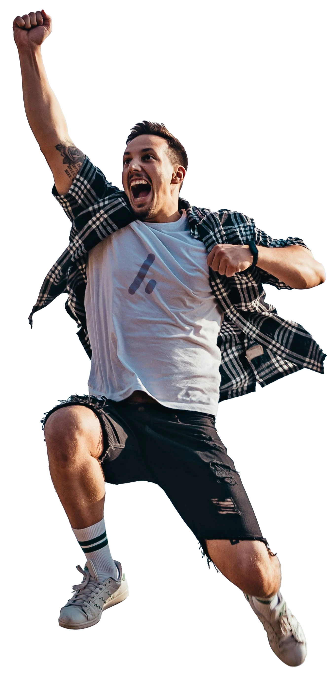 Excited investor jumping